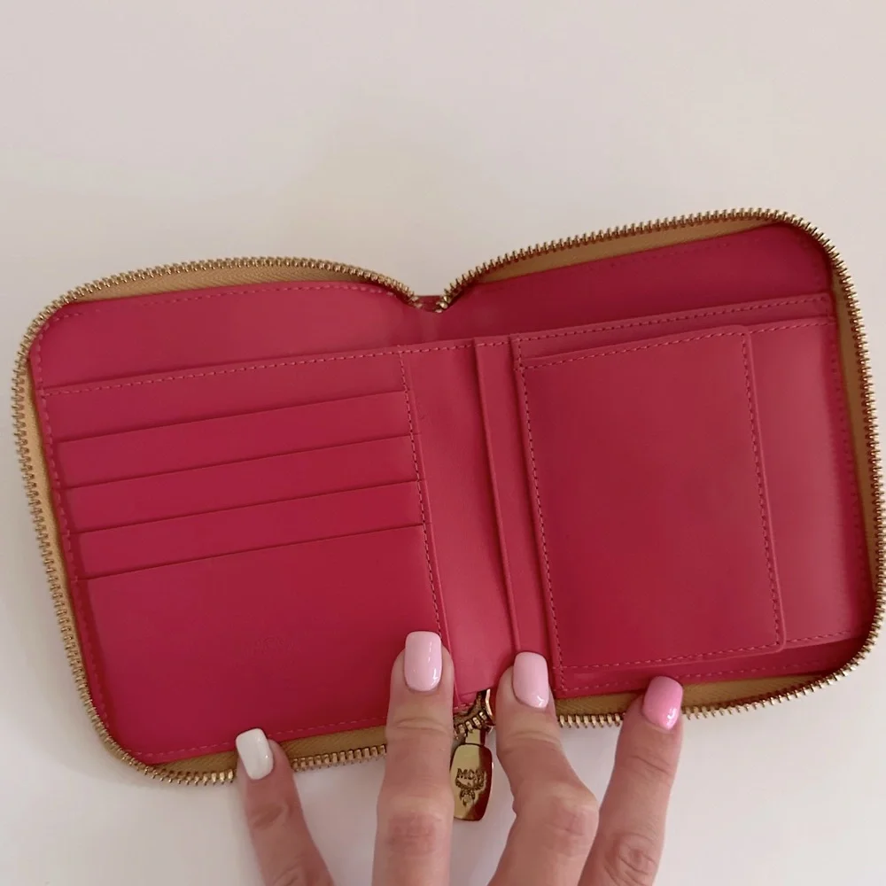 Authentic MCM Leather Zip Wallet Gold - Picture 6 of 8
